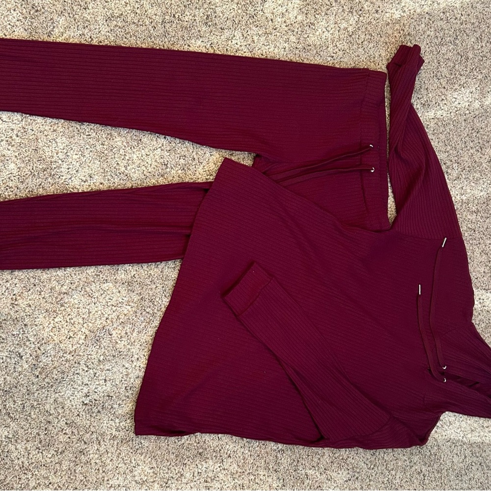 Maroon hoodie and pant set